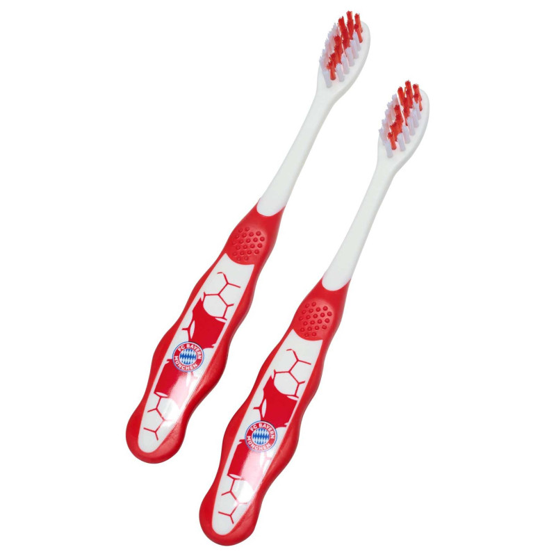 FC Bayern München Kinder Zahnbürste 2er Set soft rot/weiß Kinderzahnbürste FCB