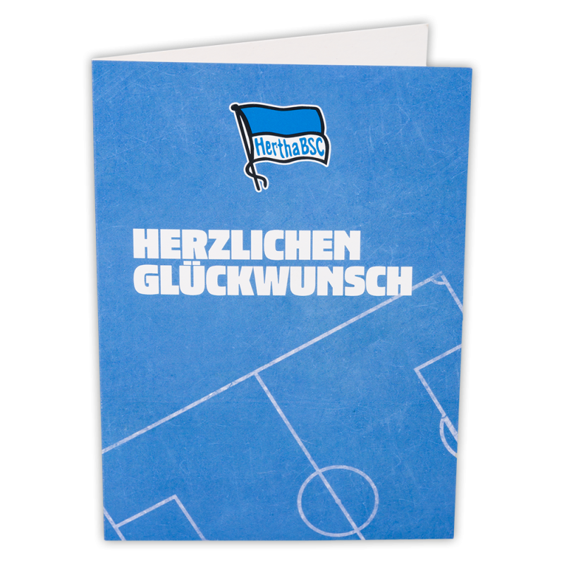 Hertha BSC Berlin Glückwunschkarte - Herzlichen Glückwunsch - blau Geburtstagskarte Karte