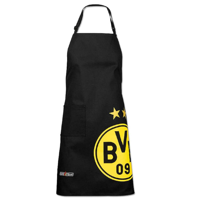 Borussia Dortmund Grillschürze schwarz | Schürze mit Tasche | Kochschürze  BVB 09