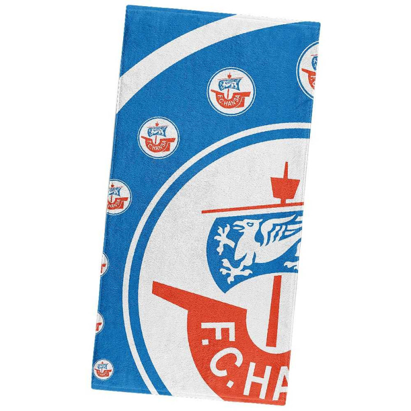 F.C. Hansa Rostock Velourstuch - Hansa Kogge -  Strandtuch 70 x 140 cm Badetuch - Plus Lesezeichen Wir lieben Fußball