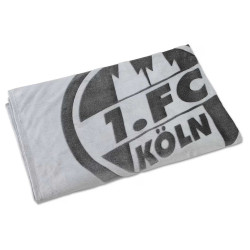 1. FC Köln Flanelldecke Grau - Logo Anthrazit - Kuscheldecke | Sofadecke | Decke