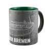 SV Werder Bremen Tasse - Softtouch - grau/grün Kaffetasse | Becher