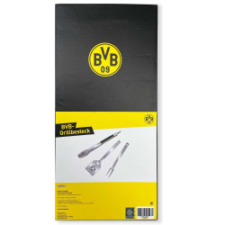 Borussia Dortmund Premium Grillbesteck 3-teilig in Geschenkschachtel Edelstahl Besteck BVB 09
