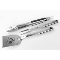 Borussia Dortmund Premium Grillbesteck 3-teilig in Geschenkschachtel Edelstahl Besteck BVB 09