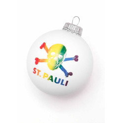 FC St. Pauli Christbaumkugeln - Skull Regenbogen - Weihnachtskugeln weiß Christbaum Schmuck