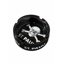 FC St. Pauli Aschenbecher Totenkopf schwarz Ascher rund Keramik Ashtray rund