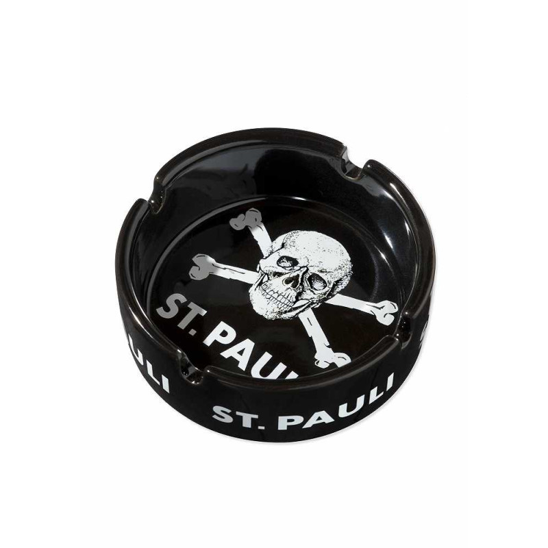 FC St. Pauli Aschenbecher Totenkopf schwarz Ascher rund Keramik Ashtray rund