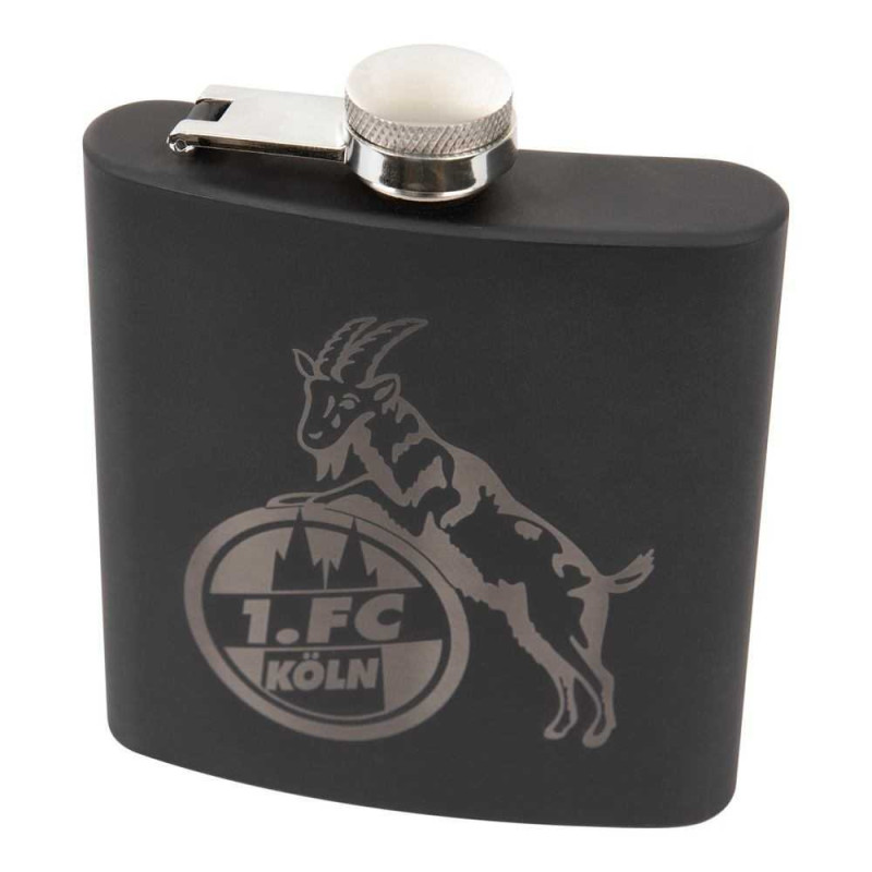 1. FC Köln Flachmann - Logo - schwarz Taschenflasche Edelstahl Flasche