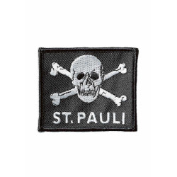 FC St. Pauli Aufnäher - Totenkopf schwarz - Patch 7 x 6 cm